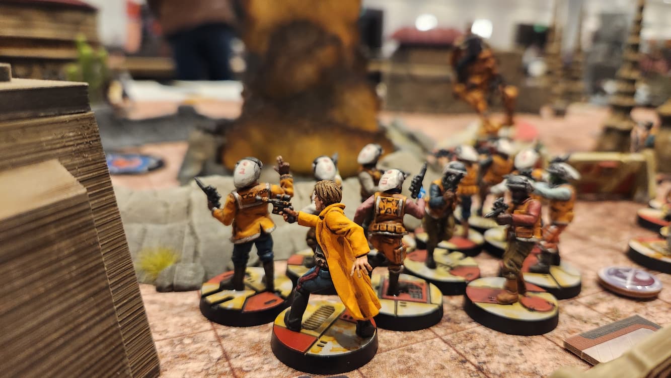 Han Solo enters the smoke filled crater